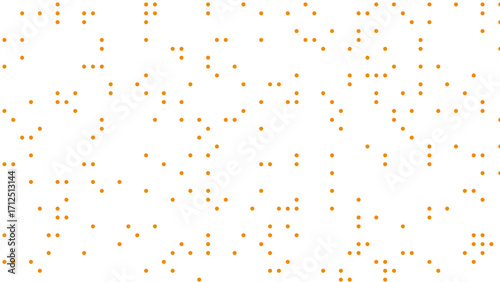 Abstract pattern of scattered small orange dots on a clean white background, creating a minimalist and modern design.