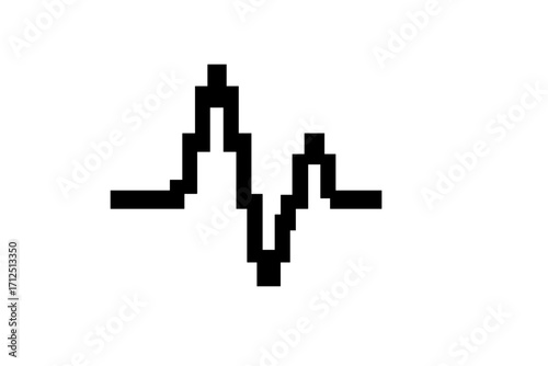 Sound wave icon in pixel art style. Vector illustration of an audio waveform. Concept for voice recognition, music, sound, audio signal, equalizer, frequency. 8-bit design.