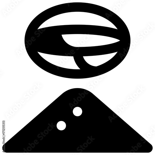 Cocoa powder. Outlined stroke vector icon with black-filled details.