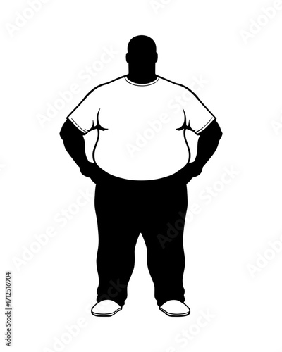 black silhouette of a fat man