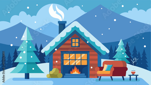 As the first snowflakes begin to fall the cozy chalet beckons with its inviting fireplace and snug furnishings.