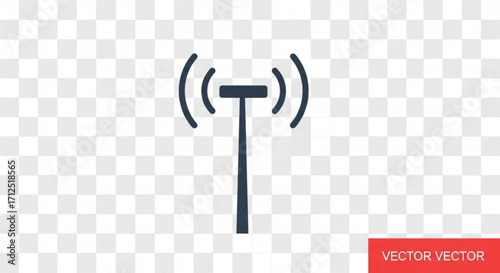 A sleek antenna icon, symbolizing wireless communication, signal transmission, and network connectivity