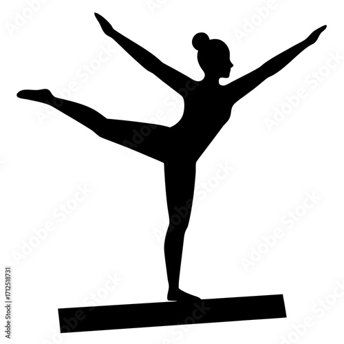 Gymnastics Silhouette – Balance Beam Vector Illustration