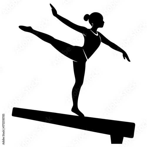 Gymnastics Silhouette – Balance Beam Vector Illustration