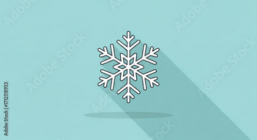 Snowflake icon with long shadow on blue background a simple and elegant winter symbol for holiday designs, weather forecasts, or seasonal promotions