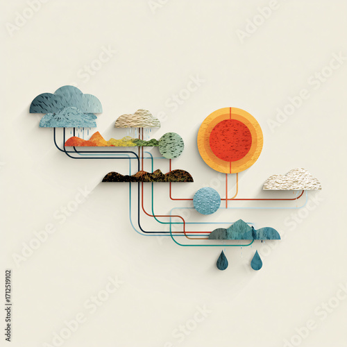 Wallpaper Mural A modern and colorful illustration of the water cycle, symbolizing the importance of water in the environment. Torontodigital.ca