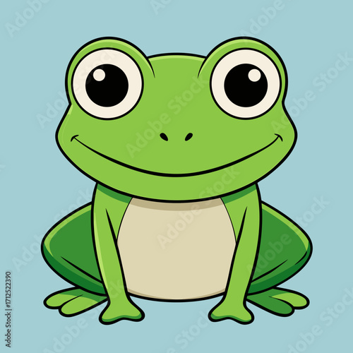 Cute cartoon frog illustration vector drawing amphibian green froggy animal character graphic design clip art image