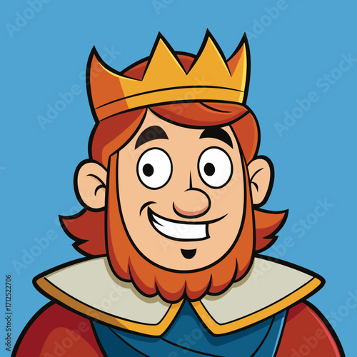 Cartoon king illustration vector art featuring a smiling king with a crown and royal attire design