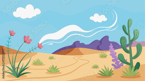 A cool breeze carries the sweet aroma of desert sage and wildflowers through the arid air.