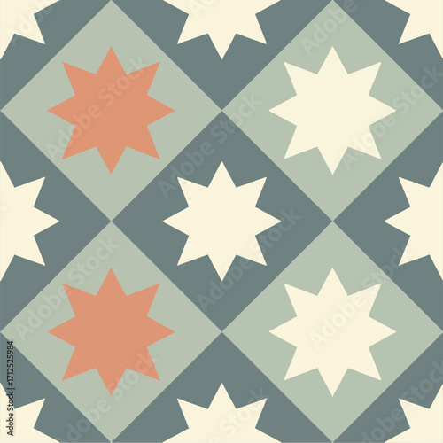 Seamless Modern Stars Grid Pattern Vector