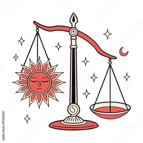 Celestial scales symbolizing balance between sun and moon astrology cosmic harmony