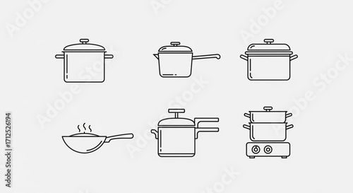 Set of cooking pots and pans, a versatile collection for kitchenware, culinary arts, and food preparation