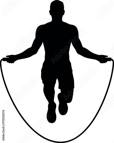 Dynamic silhouette of a person jumping rope for fitness activities