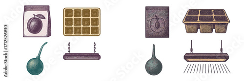 Essential home gardening equipment and plant cultivation supplies for indoor and outdoor planting activities