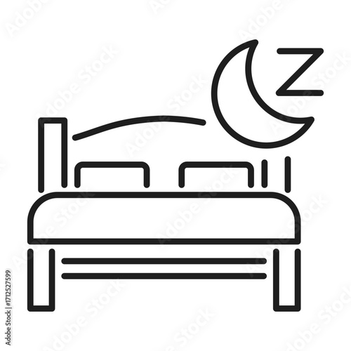 Bed line vector icon. Healthy sleep concept