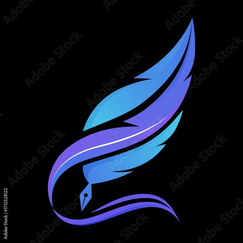 Gradient quill pen logo template design