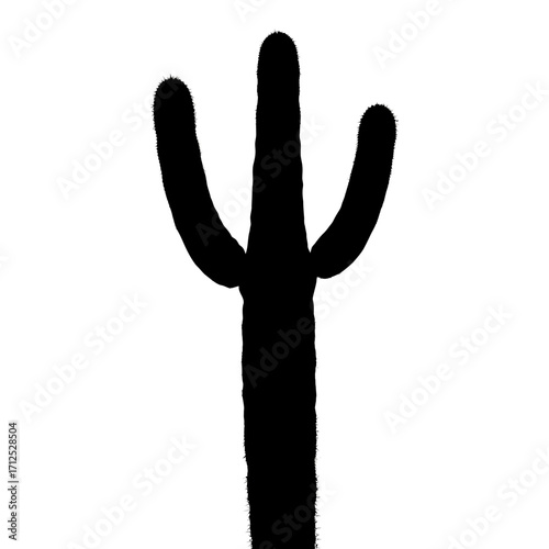 Saguaro cactus silhouette isolated on white background