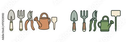Gardening tools displayed in a creative arrangement emphasizing care for plants and outdoor activities