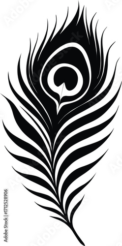 peacock feather silhouette icon 