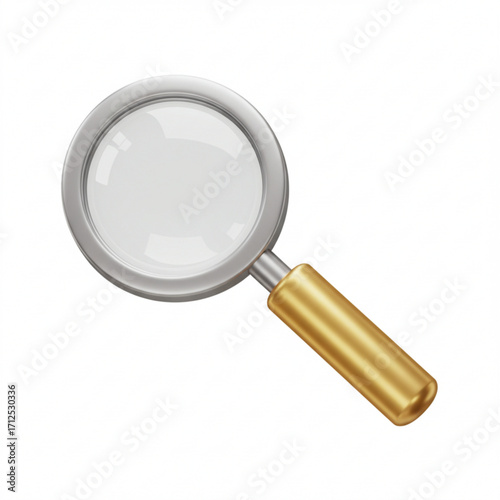 3d illustration of magnifying glass with golden handle