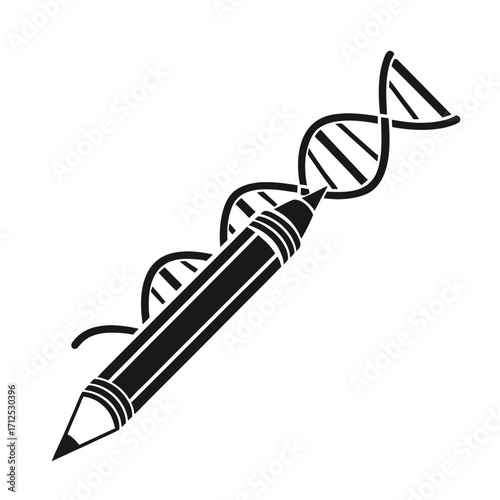 DNA helix drawing with pencil, symbolizing genetic research and scientific innovation in biotechnology and molecular biology