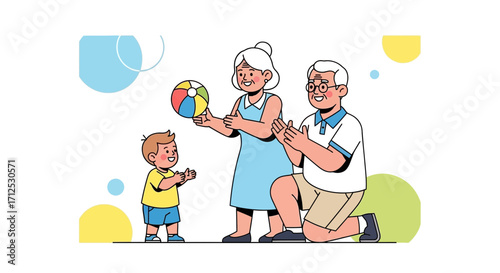 Family Togetherness: A Joyful Moment of Grandparents and Grandchild Playing Outdoors