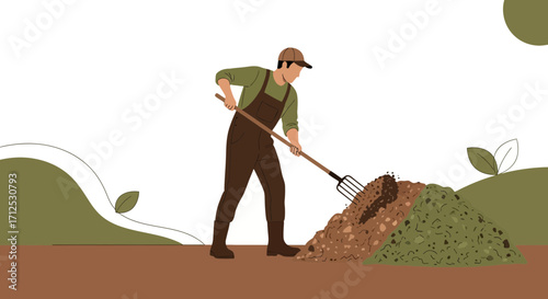 Farmer Cultivating The Soil With Cultivation Tools For A Flourishing Garden