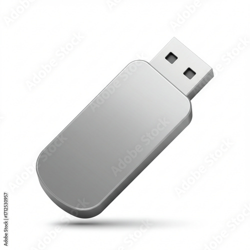 3d illustration of silver usb flash drive