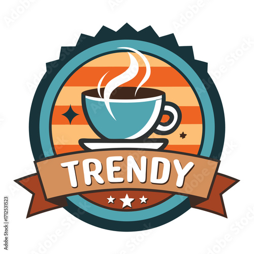 Modern coffee cup icon and logo design for a trendy cafe or beverage brand