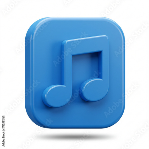 3d illustration of blue musical note icon