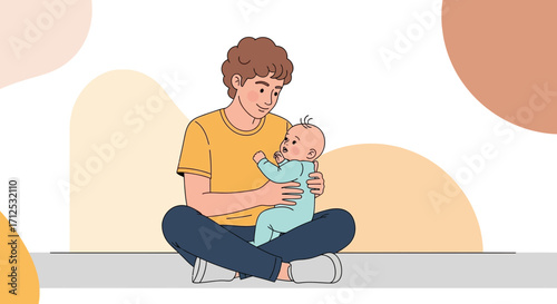 Father Comforting His Baby: A Tender Moment of Parental Love and Early Bonding