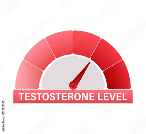 Testosterone level measuring indicator pointing high hormone production