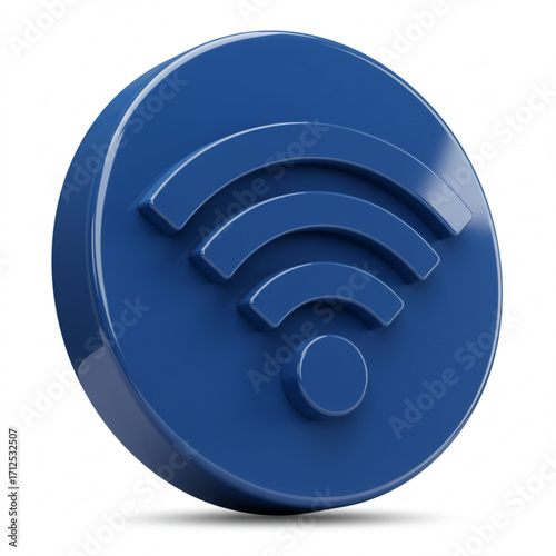 3d illustration of blue 3d wifi symbol