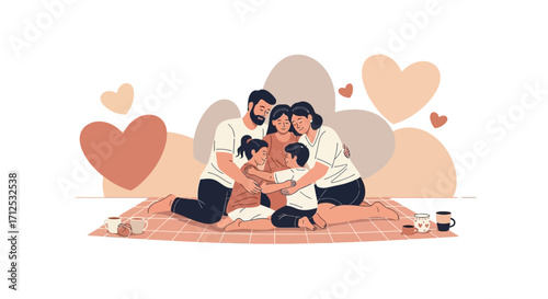 Family Embracing: Love, Togetherness, And Affectionate Reunion Celebrating Moments On Earth