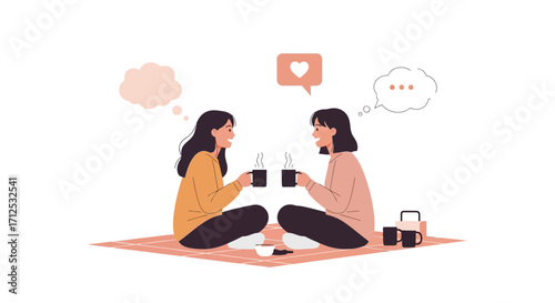 Female Friends Enjoying Coffee While Conversing and Having a Pleasant Moment Together