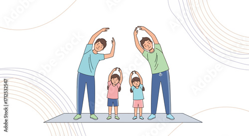 Family Embracing Exercise To Achieve Physical Wellness, Strengthening Family Bonds, Daily Fitness