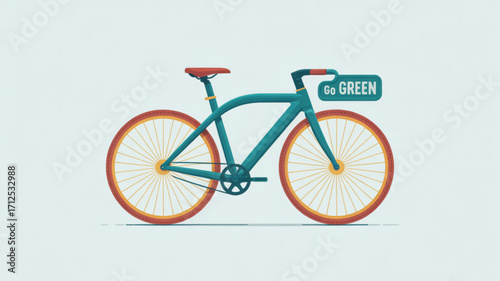 Go green bicycle illustration for environmental awareness and sustainable transportation and healthy lifestyle