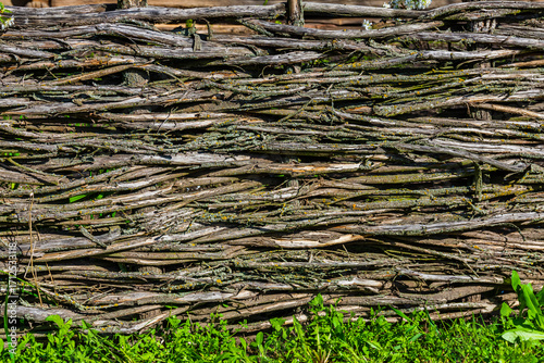 Texture of traditional ukrainian wicker fence for the background