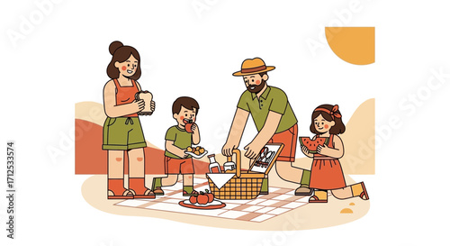Family Enjoying Time Together At A Picnic, Sharing Food And Generating Happiness Outdoors