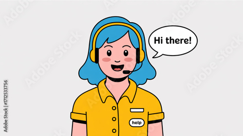 Customer service representative with headset vector illustration call center support operator online help desk 100