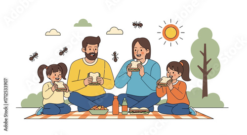 Family Gathering: Joyful Picnic Under The Sun With Sandwich Delights