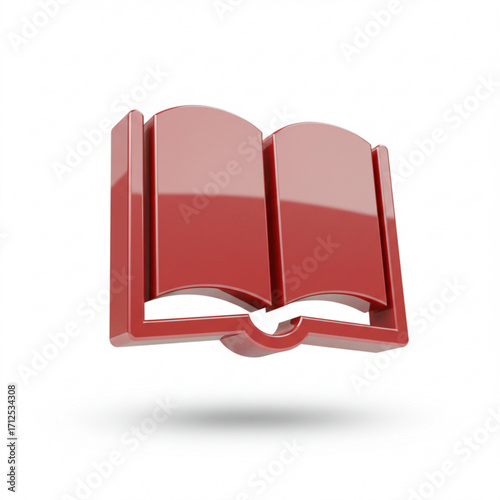 3d illustration of red open book icon