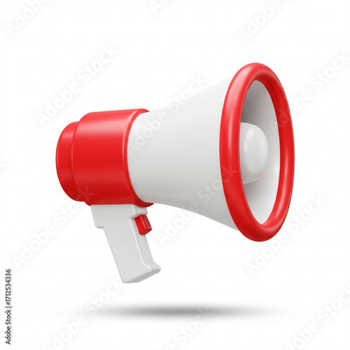3d illustration of red and white megaphone