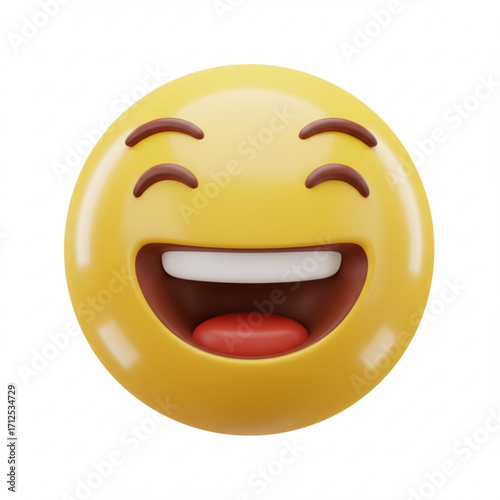 3d illustration of happy laughing emoji