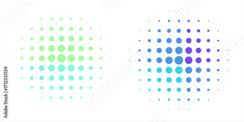 Halftone circular design elements set (gradient color)