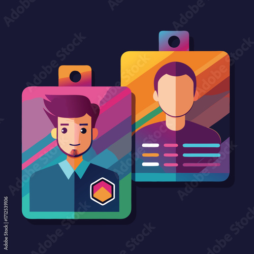 Modern gradient id card design with trendy color variations for business and personal use
