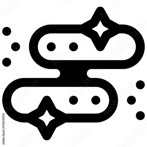 Cosmic dust. Outlined stroke vector icon with black-filled details.