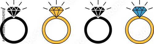 Elegant Diamond Rings Collection Shining with Radiance and Sophistication on Transparent Backdrop