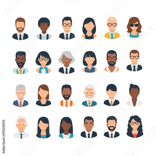 Diverse Group of People Avatars for Social Media and Professional Use.