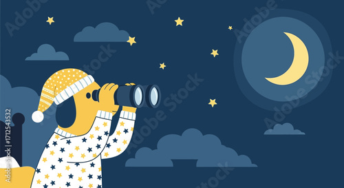 Curious Sleeper Gazing At The Celestial Sphere And Its Starry Night Wonder
